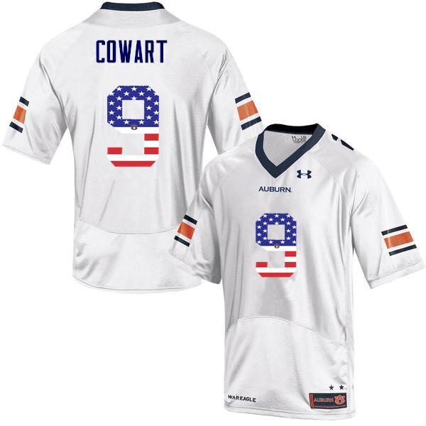 Men #9 Byron Cowart Auburn Tigers USA Flag Fashion College Football Jerseys-White - Click Image to Close